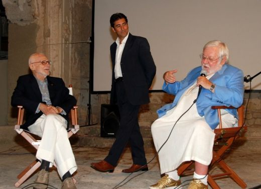 Mario Monicelli with Paolo Villaggio at Ischia FIlm Festival