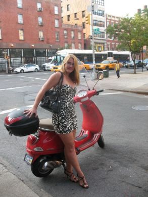 Wendy with vespa